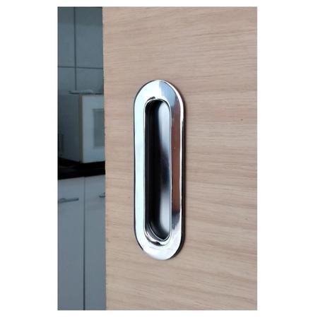 Puxador de porta de embutir inox polido com acabamento redondo Pado Imagem de Puxador de porta de embutir inox polido com acabamento redondo Pado