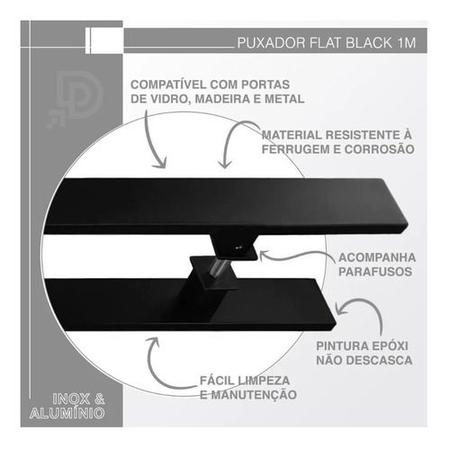 Imagem de Puxador De Porta Reto Flat Black 1m Aço Inox - Preto Fosco