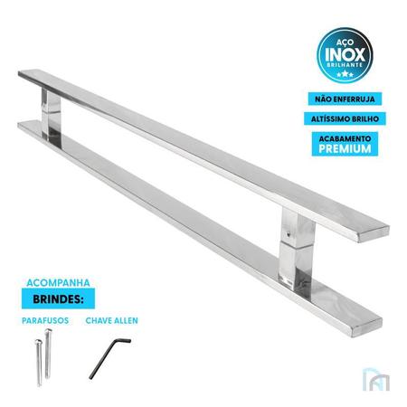 Imagem de Puxador Inox Polido Porta Pivotante Pé Quadrado 60CM 40x10