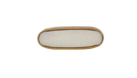 Imagem de Puxador Oval Branco em Mármore e Metal Dourado