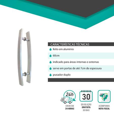 Imagem de Puxador Para Portas Madeira / Vidro Alumínio Curvo Branco 