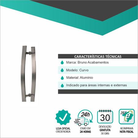 Imagem de Puxador Para Portas Madeira / Vidro Alumínio Curvo Bronze 