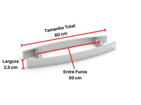 Imagem de Puxador Porta de Correr 60cm Polido Curvo + Fechadura Porta de Correr Stam 950 Roseta Quadrada