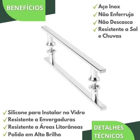 Imagem de Puxador Porta De Correr Inox 30cm Preto Branco Escovado