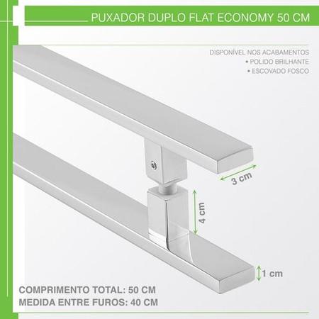 Imagem de Puxador Porta Duplo Em Aço Inox 40cm Modelo Flat Economy