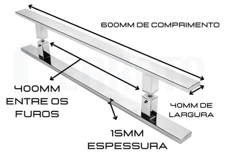 Imagem de Puxador Porta Pivotante Retangular Inox 60 Cm x 40 Cm Cerrata