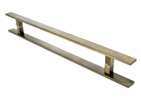 Imagem de Puxador Portas Duplo Aço Inox Antique Ouro Velho Clean 80 cm para portas: pivotantes/madeira/vidro temperado/porta alumínio e portões