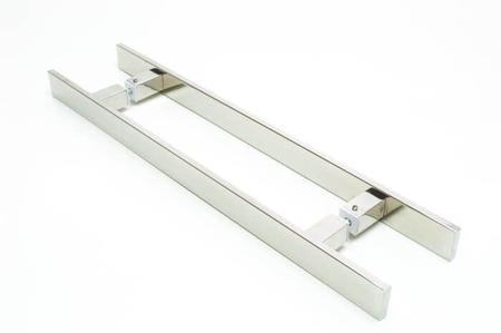 Imagem de Puxador Portas Duplo Aço Inox Polido Clean 60 cm para portas: pivotantes/madeira/vidro temperado/porta alumínio e portões