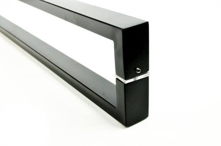 Imagem de Puxador Portas Duplo Aço Inox Preto Greco 80 cm para portas: pivotantes/madeira/vidro temperado/porta alumínio e portões 