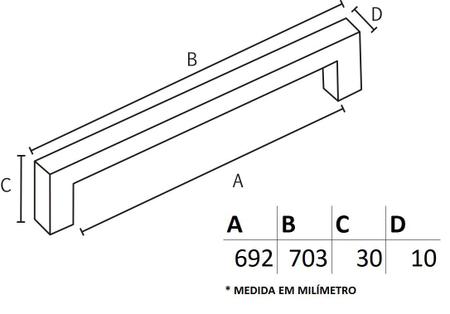 Imagem de Puxador Rezzo IL 811 - Polido - 692MM