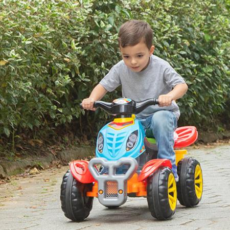 Quadriciclo Infantil Carrinho Passeio Moto Menina Menino Veículo Passeio  Com Haste Guia Removível Câ