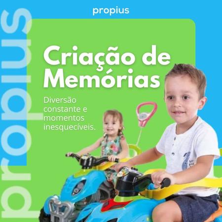 Imagem de Quadriciclo Infantil Moto Menina Menino Com Haste Guia Porta Objetos Borracha Toque Seguro Direção Guiada Gancho