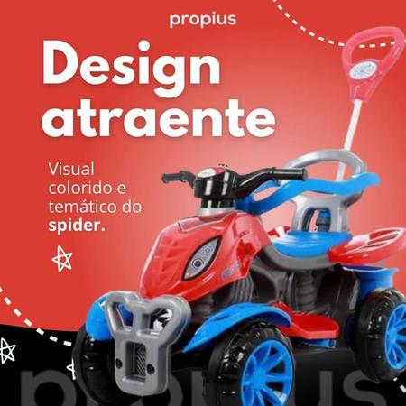 Imagem de Quadriciclo Infantil Spider Brinquedo Criança Porta Objeto