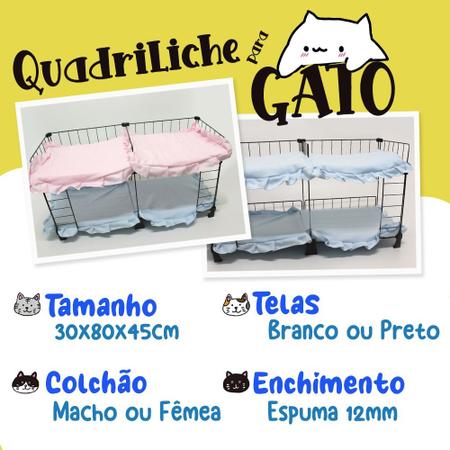 Imagem de Quadriliche Beliche Dupla Cama para 4 Gatos Pet Aramada 45x80cm com Colchonete Soft