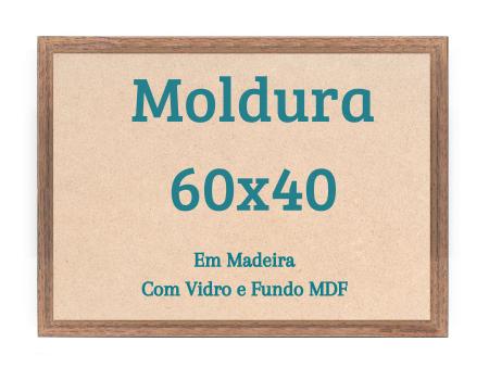 Imagem de Quadro 60x40 Com Vidro E Moldura Com Madeira Laqueada 40x60