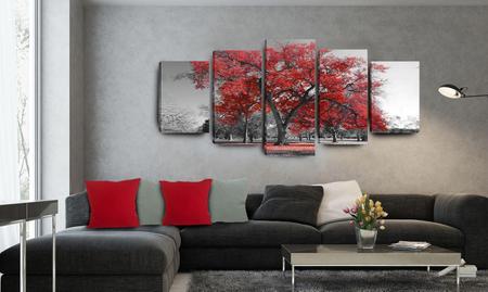 Imagem de Quadro 70x150cm em Impressão Digital + 4 capas de almofadas - Árvore Vermelha  Atelier Valverde