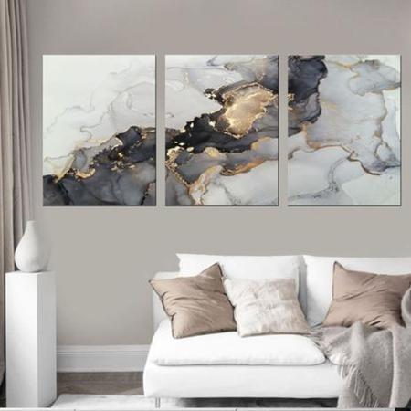 Quadro Abstrato Decorativo Mármore Dourado com Cinza - Arte Quadro - Neyrad Imagem de Quadro Abstrato Decorativo Mármore Dourado com Cinza - Arte Quadro