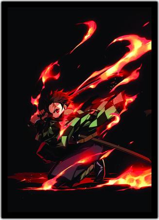 Quadro Anime Demon Slayer Desenho Com Moldura G01