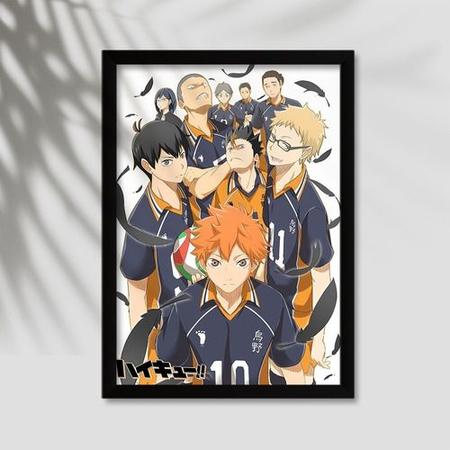 Quadro Anime Haikyuu!! Vôlei - A4 C/ Moldura E Vidro