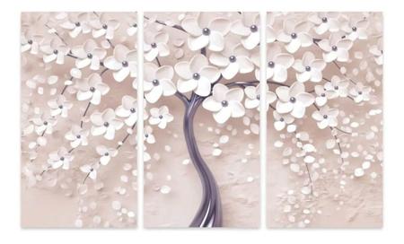 Imagem de Quadro Árvore Flores Cerejeira Para Sala Apê Mosaico