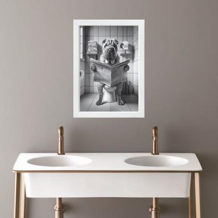 Imagem de Quadro Banheiro Coleção Animais - Sharpei 45x34cm - com vidro