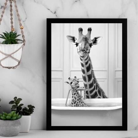 Imagem de Quadro Banheiro - Girafa Com Filhote 24x18cm - com vidro