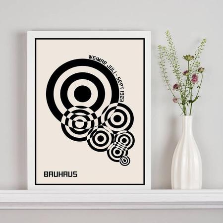 Imagem de Quadro Bauhaus Círculos Bege e Preto 33x24cm