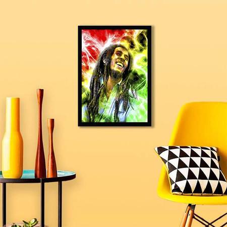 Imagem de Quadro Bob Marley Colorido 33x24cm - com vidro