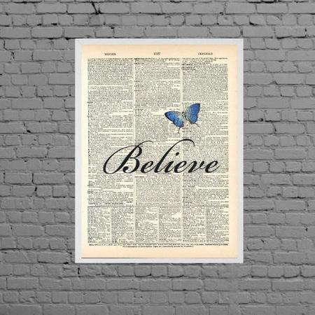 Imagem de Quadro Borboleta Azul Believe 24x18cm