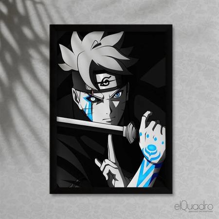 Quadro Decorativo Naruto Boruto Animes c/ Moldura e Vidro