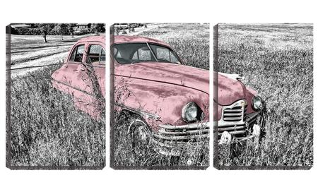 Imagem de Quadro canvas 45x96 carro velho sobre o mato pb
