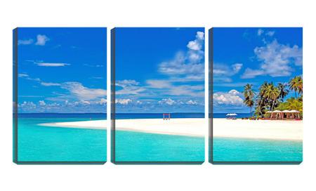 Imagem de Quadro canvas 45x96 céu e praia azuis coqueiros
