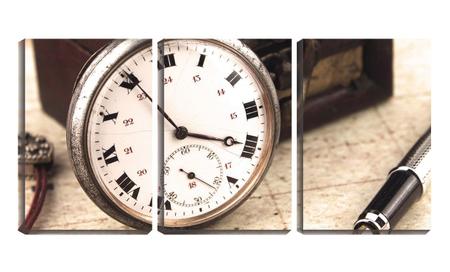 Imagem de Quadro canvas 45x96 pequeno relógio antigo