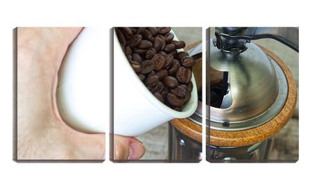Imagem de Quadro canvas 68x126 grãos de café na caneca
