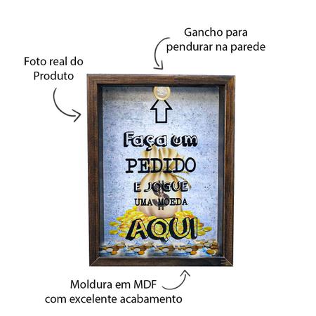 Imagem de Quadro cofre cofrinho guarda moeda e cédula 16x23 cm - com decorativas