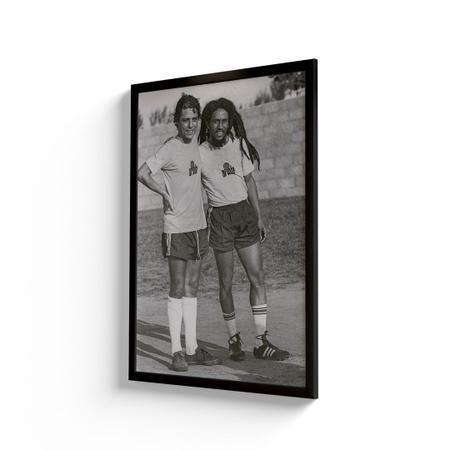 Imagem de Quadro Com Vidro Futebol Chico Buarque e Bob Marley Sala Quarto Escritório