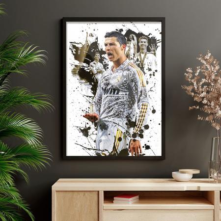Imagem de Quadro Cristiano Ronaldo Rei da Champions Moldura e Vidro