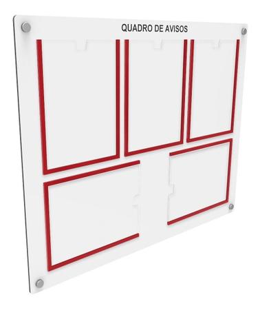 Imagem de Quadro De Aviso Gestão Mdf C/ 5 Displays Acrílicos P/ A4