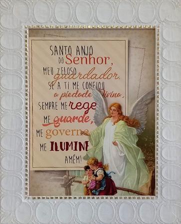 Imagem de Quadro de Verniz Oração Santo Anjo da Guarda com Moldura 57x37 cm