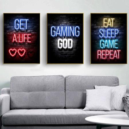 Quadro decorativo 3 peças Deus do game jogos frases legais decoração - Ana  Decor - Quadro Decorativo - Magazine Luiza