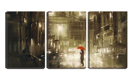Imagem de Quadro Decorativo 45x96 desenho solidão da mulher na chuva