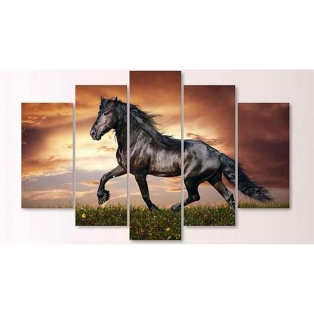 Quadro decorativo Cavalo Preto no Campo Pulando