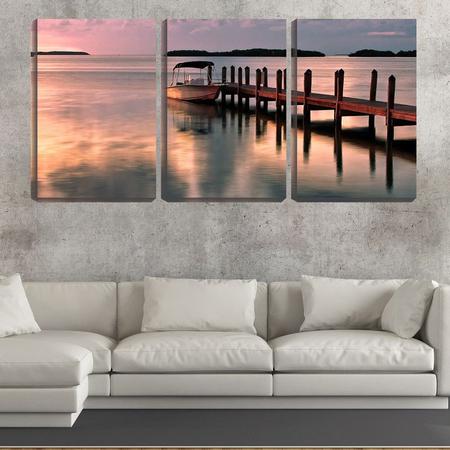 Imagem de Quadro Decorativo 55x110 barco parado no cais