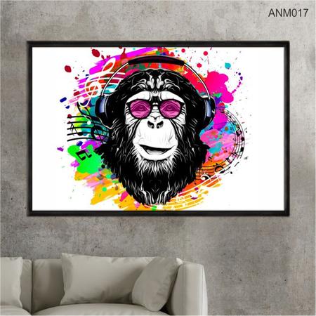 Imagem de Quadro decorativo 60x80cm vidro macaco colorido pintura anm017