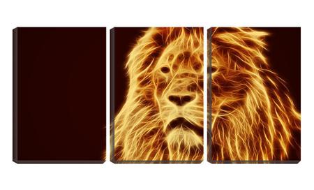 Quadro Decorativo 68x126 leão de linhas de neon fundo preto - Crie Life Imagem de Quadro Decorativo 68x126 leão de linhas de neon fundo preto