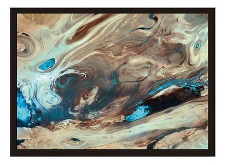Quadro Decorativo - Abstrato Aquarela Areia E Azul - Quadratos Quadros Decorativos Imagem de Quadro Decorativo - Abstrato Aquarela Areia E Azul