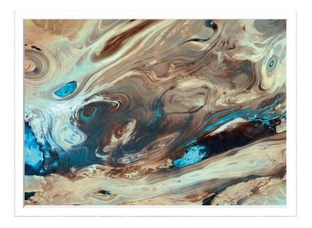 Quadro Decorativo - Abstrato Aquarela Areia E Azul - Quadratos Quadros Decorativos Imagem de Quadro Decorativo - Abstrato Aquarela Areia E Azul