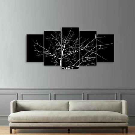 Imagem de Quadro decorativo Abstrato Árvore Galhos Mosaico 5 Peças