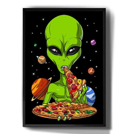 Quadro Decorativo Alien Pizza Extraterrestre Desenho - Tribos
