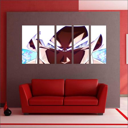 Quadro Decorativo Mosaico 5 peças Dragon Ball Super Goku Anime